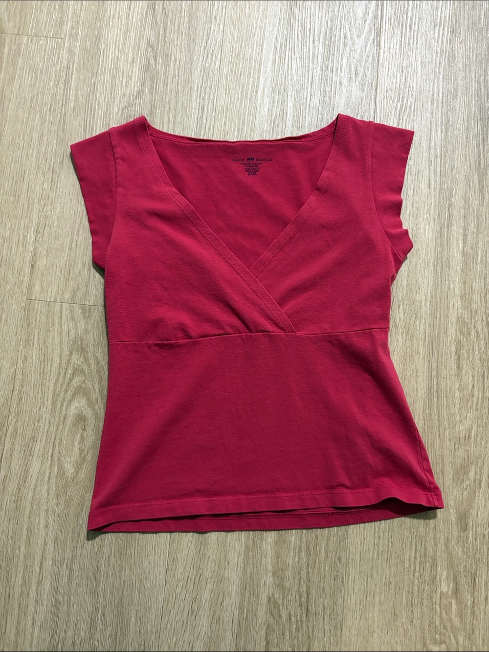 Brandy Melville Red V-Neck Cap Sleeve Top